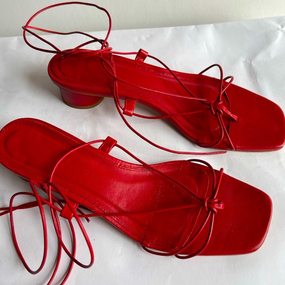 Zara Red Leather strappy Sandals - Great condition sz US 9